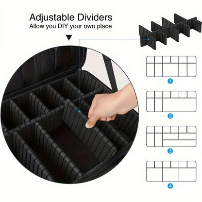 Black 15.8-Inch Soft Makeup Train Case with Three-Layer Interior, Brush Panel and Shoulder Strap