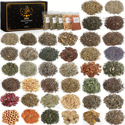 Dried Herbs & Flowers Magic Supplies Kit 40 Pack – Witch Starter Set for Rituals, Spells, Candle & Soap Making, Pagan Altar, Halloween & Christmas Gift, Party Favors, Home Decor