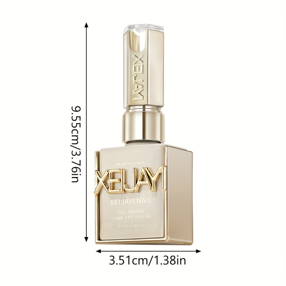 Gel Nail Polish Set with XEIJAYI Label, 8 Summer Ice Jelly Colors in Sheer Photo Frame Bottles