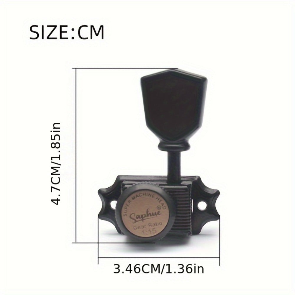 3+3 Locking Guitar Tuners, 1:15 Ratio, Black Gold or Chrome Set detail image - detail view 11