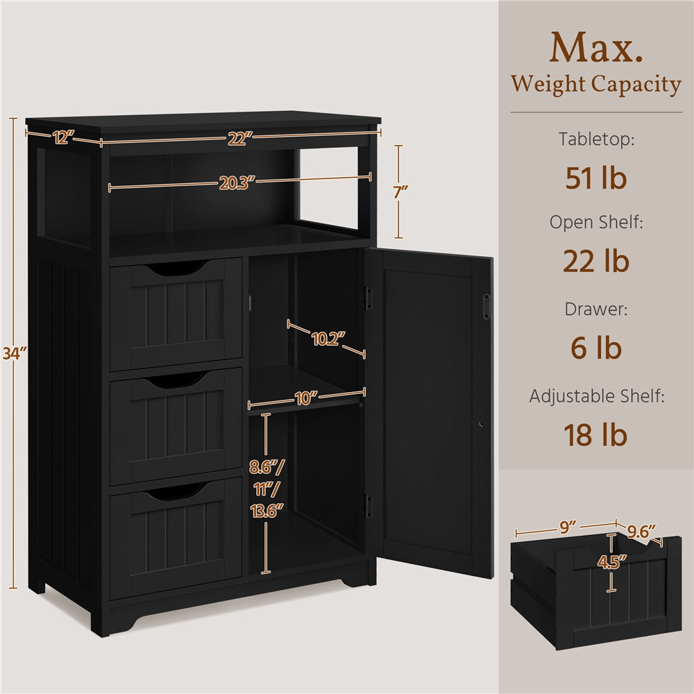 3-Drawer Bathroom Storage Cabinet, Multi-Purpose Organizer Cabinet detail image - detail view 11