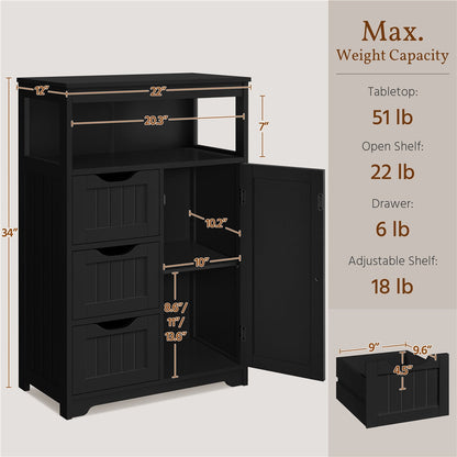 3-Drawer Bathroom Storage Cabinet, Multi-Purpose Organizer Cabinet detail image - detail view 11