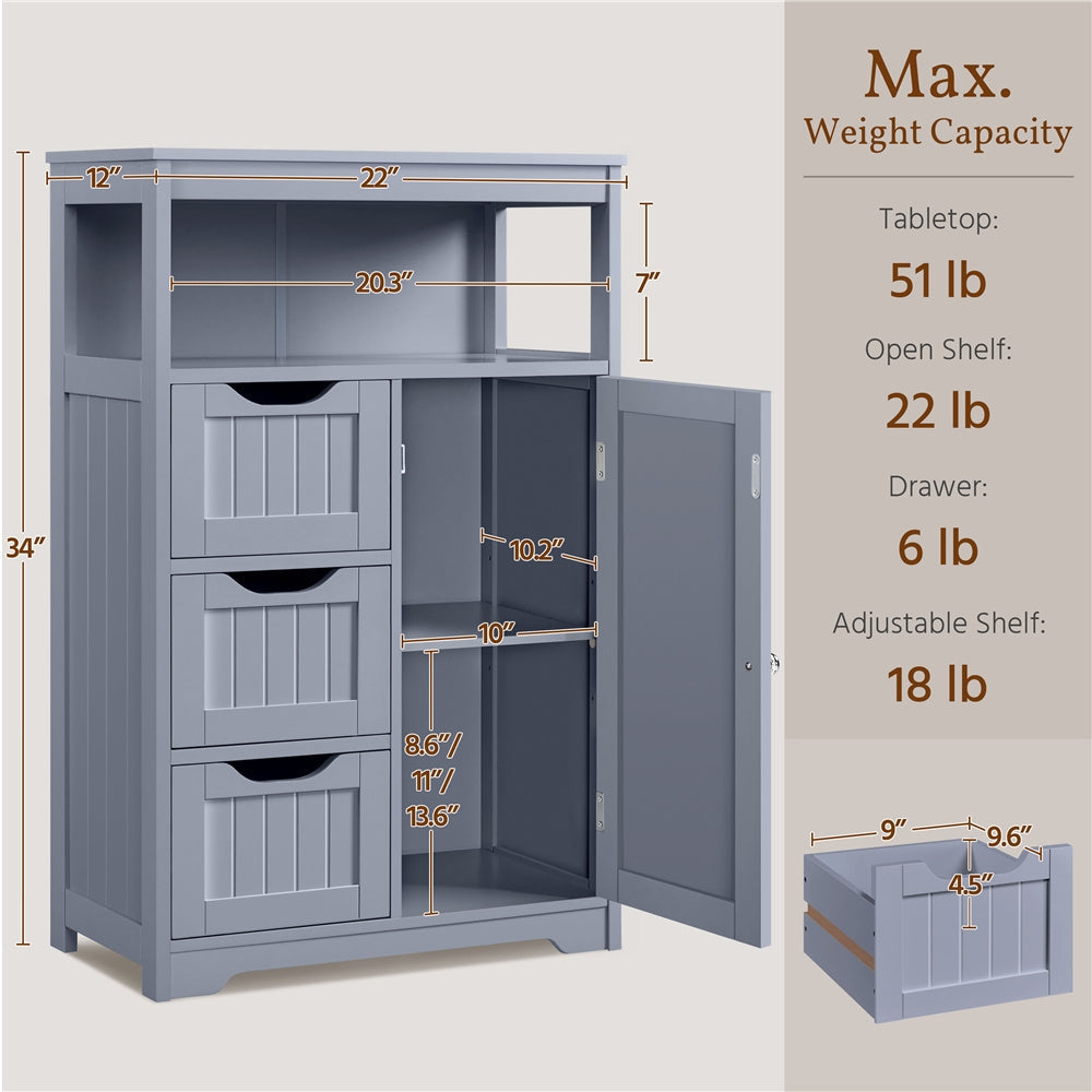3-Drawer Bathroom Storage Cabinet, Multi-Purpose Organizer Cabinet detail image - detail view 17