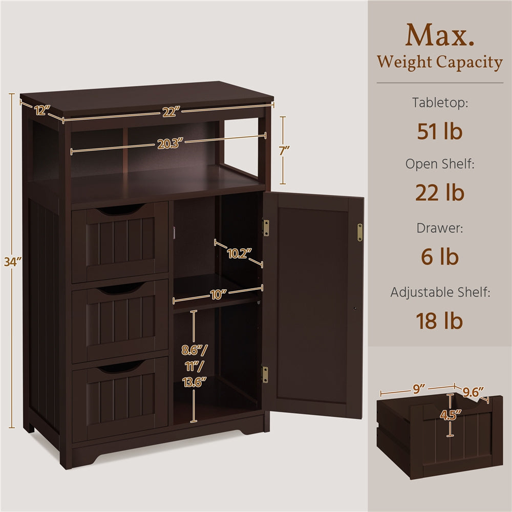 3-Drawer Bathroom Storage Cabinet, Multi-Purpose Organizer Cabinet detail image - detail view 20