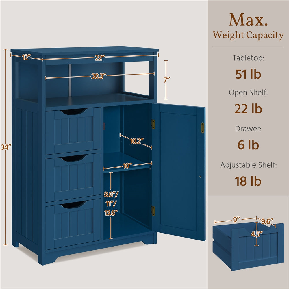 3-Drawer Bathroom Storage Cabinet, Multi-Purpose Organizer Cabinet detail image - detail view 6