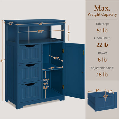 3-Drawer Bathroom Storage Cabinet, Multi-Purpose Organizer Cabinet detail image - detail view 6