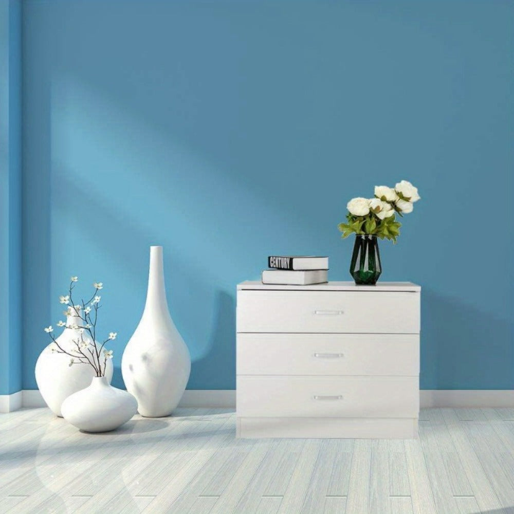 Dresser, 3 Drawer Modern White - Storage Chest & Closet Organizer for Bedroom & Living shown in the main product view