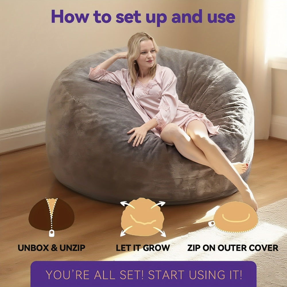 3-Foot Oversized Bean Bag Chair with Memory Foam for Comfortable Everyday Seating detail image - detail view 16