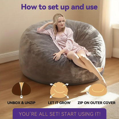 3-Foot Oversized Bean Bag Chair with Memory Foam for Comfortable Everyday Seating detail image - detail view 16