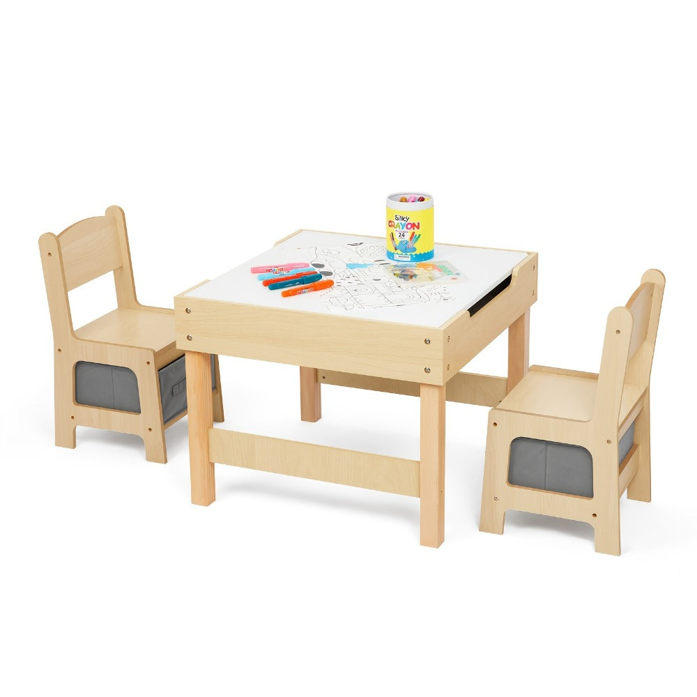 3-in-1 Double-Sided Kids Table And Chair Set with Solid Wood Construction for Kids' Room detail image - detail view 5