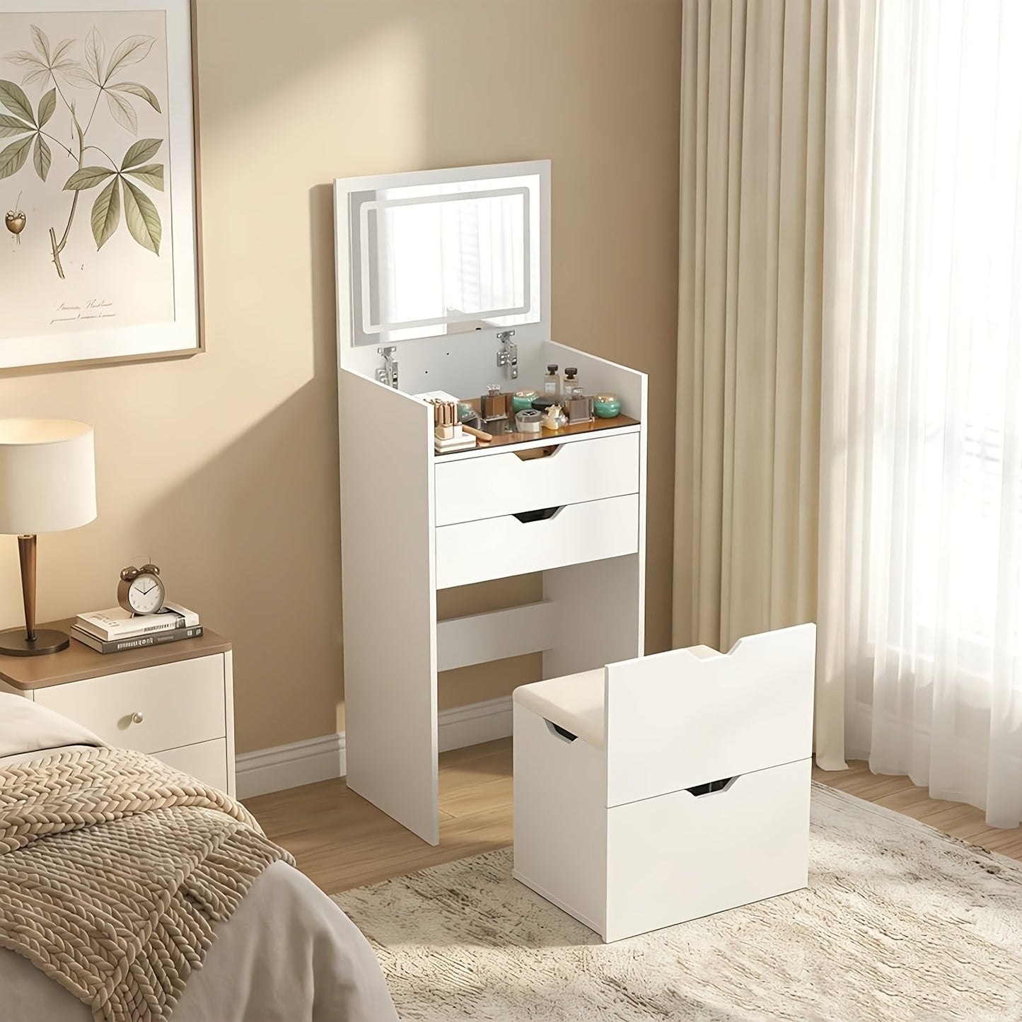 Vanity Desk shown in the White option