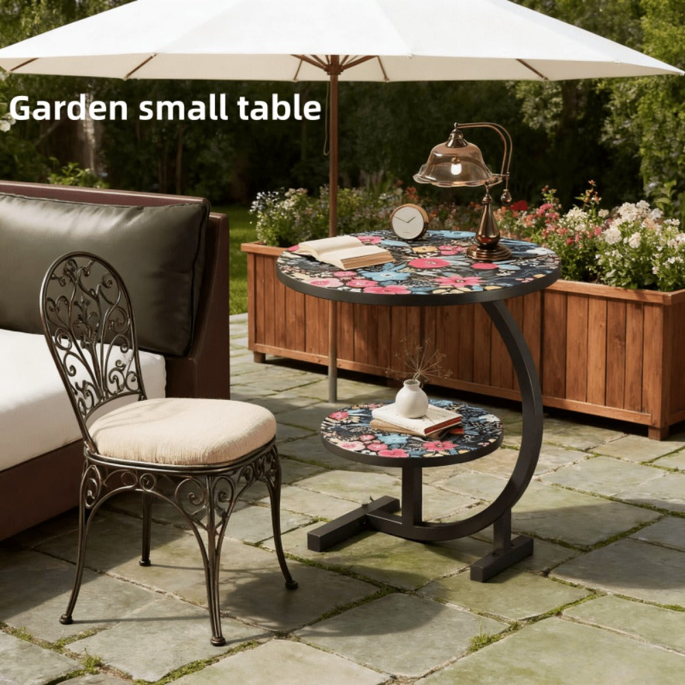 3-in-1 Round Outdoor Coffee Table, Living Room Center Table for Patio detail image - detail view 10