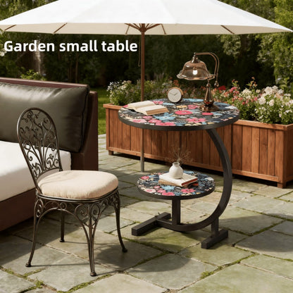 3-in-1 Round Outdoor Coffee Table, Living Room Center Table for Patio detail image - detail view 10