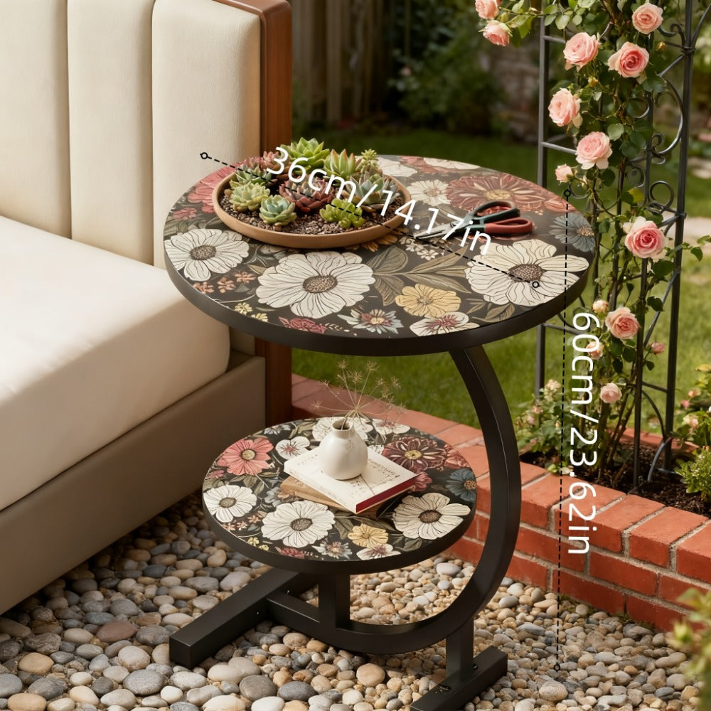 3-in-1 Round Outdoor Coffee Table, Living Room Center Table for Patio detail image - detail view 14