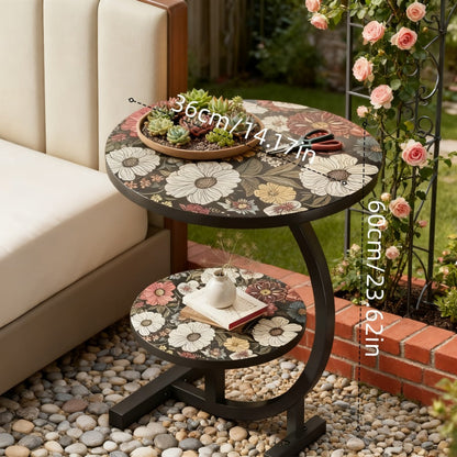 3-in-1 Round Outdoor Coffee Table, Living Room Center Table for Patio detail image - detail view 14