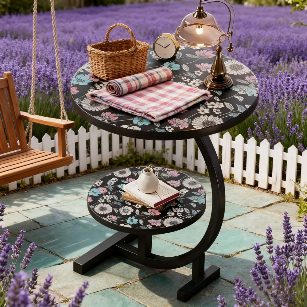3-in-1 Round Outdoor Coffee Table, Living Room Center Table for Patio detail image - detail view 15