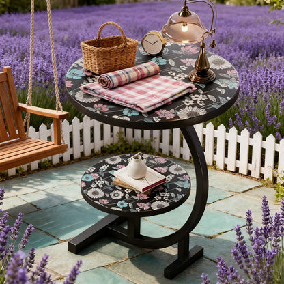 3-in-1 Round Outdoor Coffee Table, Living Room Center Table for Patio detail image - detail view 15