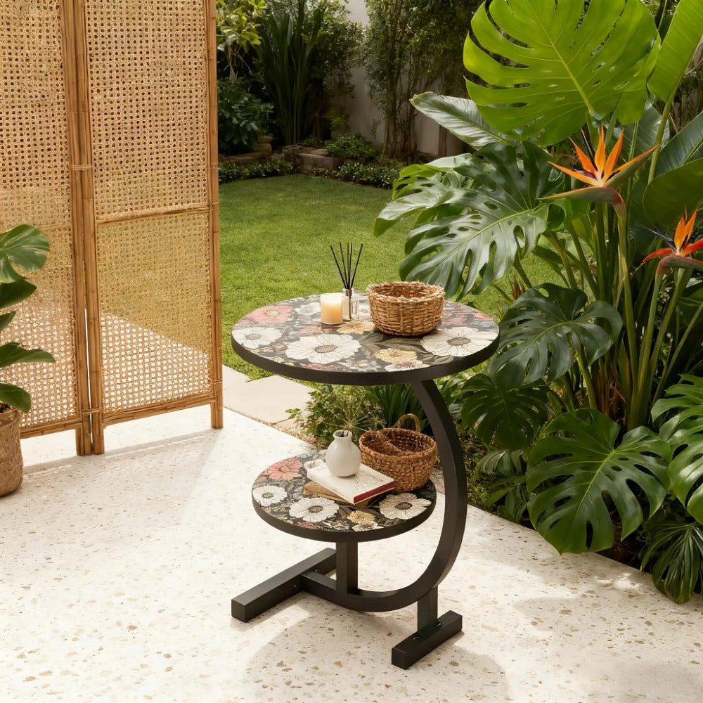 3-in-1 Round Outdoor Coffee Table, Living Room Center Table for Patio detail image - detail view 4