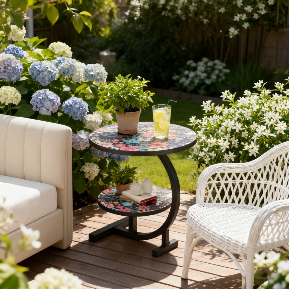 3-in-1 Round Outdoor Coffee Table, Living Room Center Table for Patio detail image - detail view 6