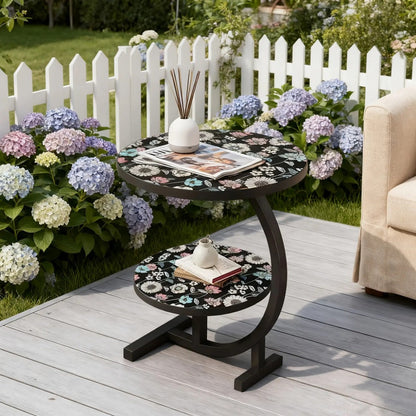 3-in-1 Round Outdoor Coffee Table, Living Room Center Table for Patio detail image - detail view 7