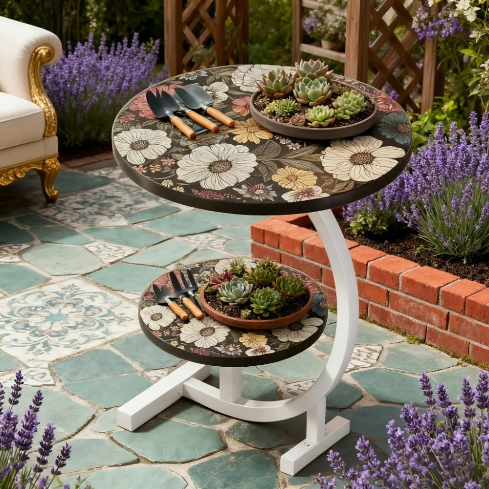 3-in-1 Round Outdoor Coffee Table, Living Room Center Table for Patio detail image - detail view 8