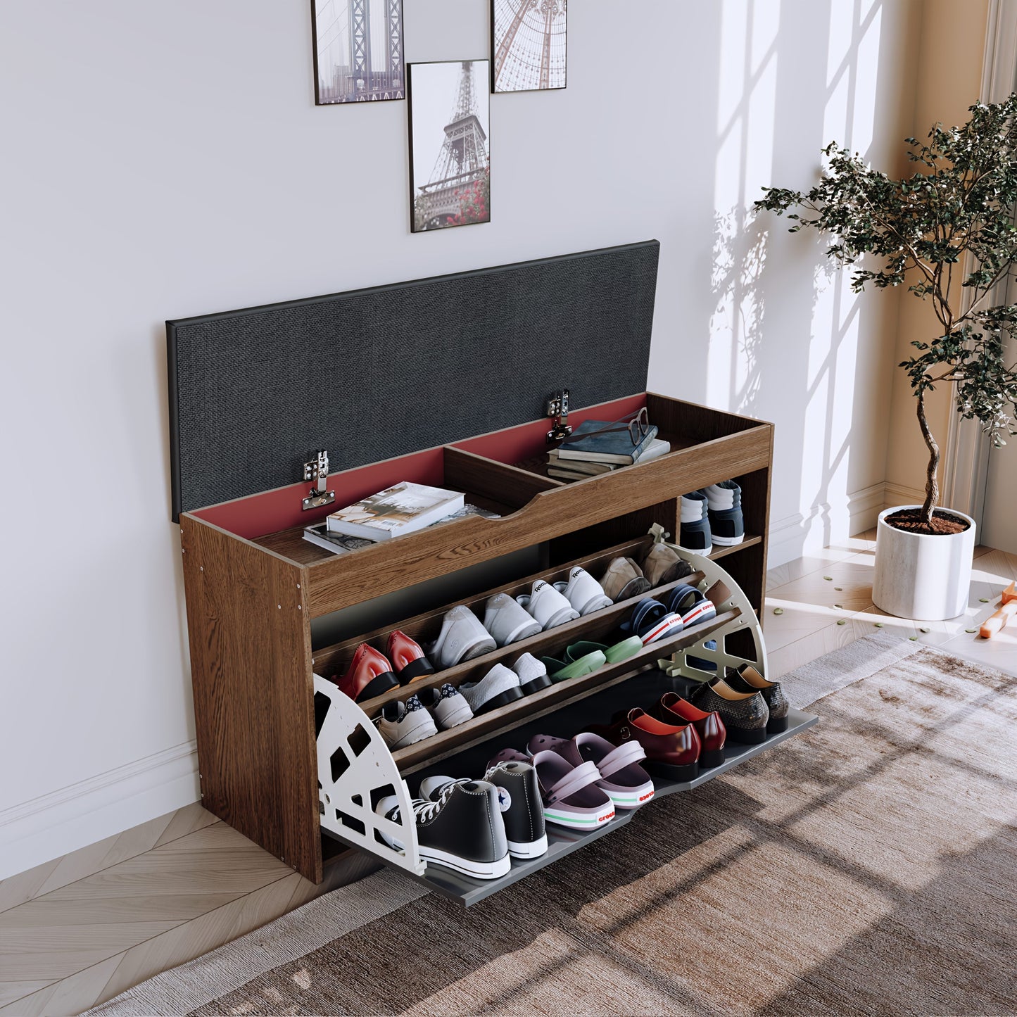 Shoe Cabinet shown in the 39.37in Brown option