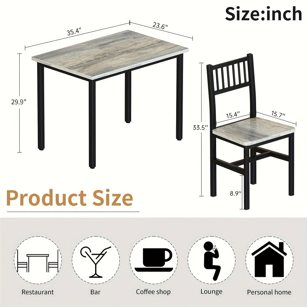 3-Piece Dining Table Set with Two Chairs Included for Work, Display, and Everyday Use detail image - detail view 18