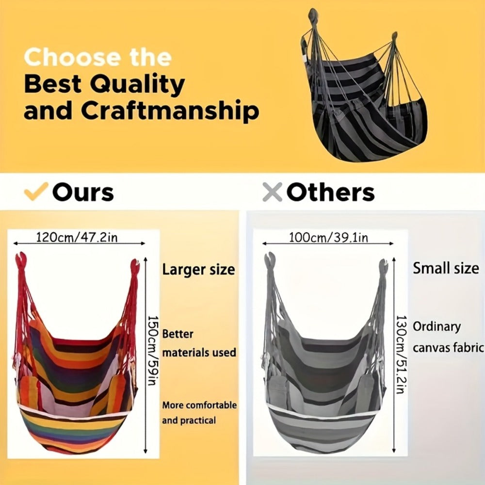 3-Piece Hammock with Canvas Seat for Comfortable Outdoor Seating in Patio detail image