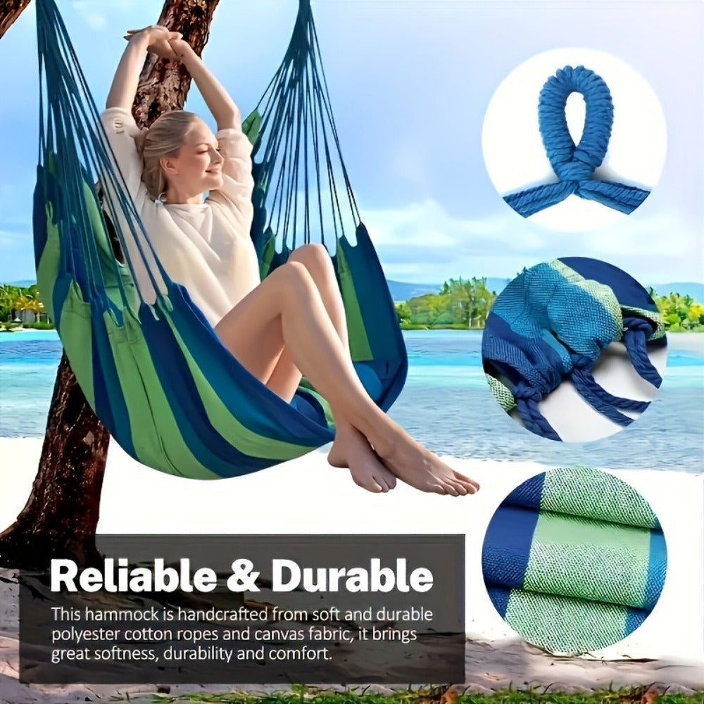 3-Piece Hammock with Canvas Seat for Comfortable Outdoor Seating in Patio detail image - detail view 4