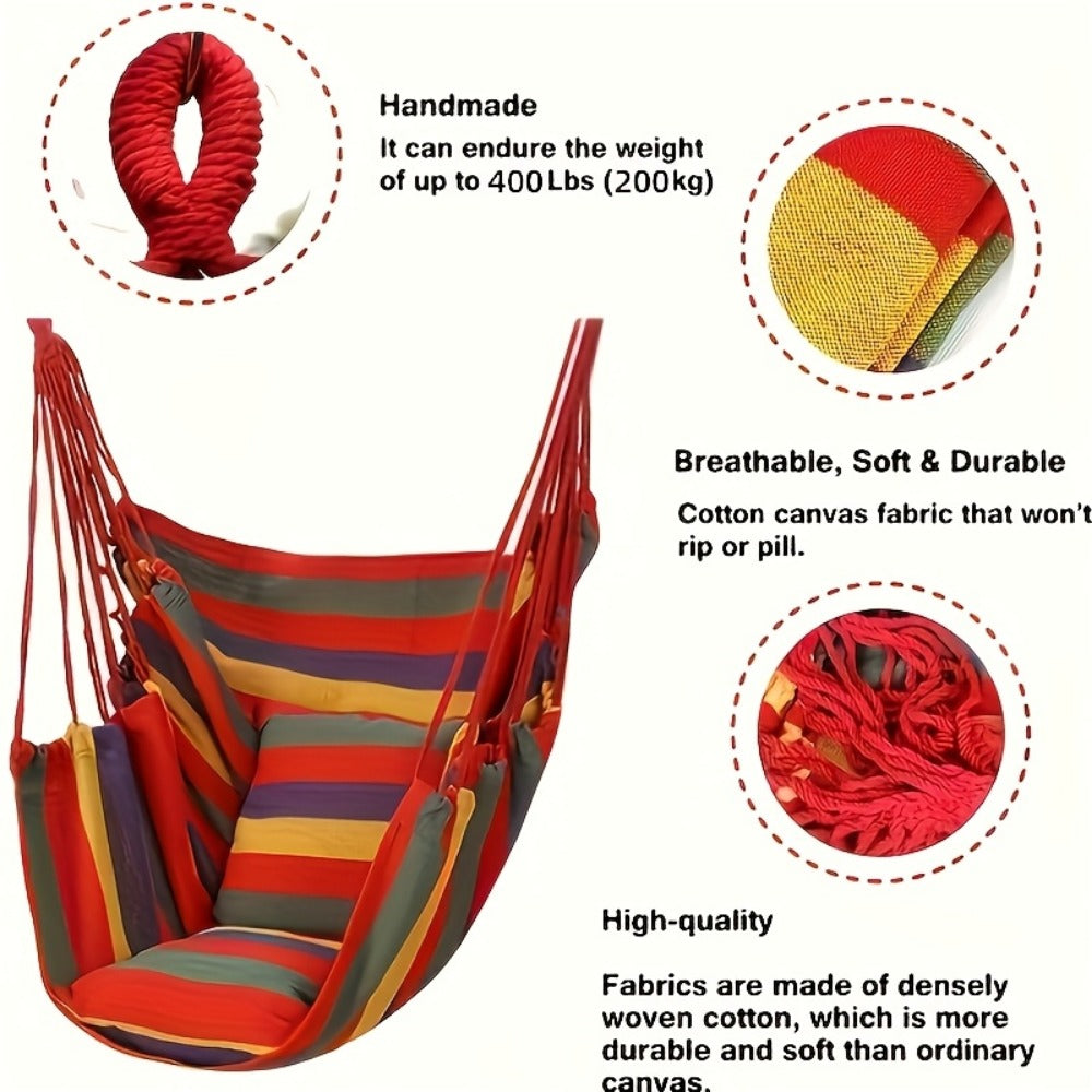 3-Piece Hammock with Canvas Seat for Comfortable Outdoor Seating in Patio detail image - detail view 7