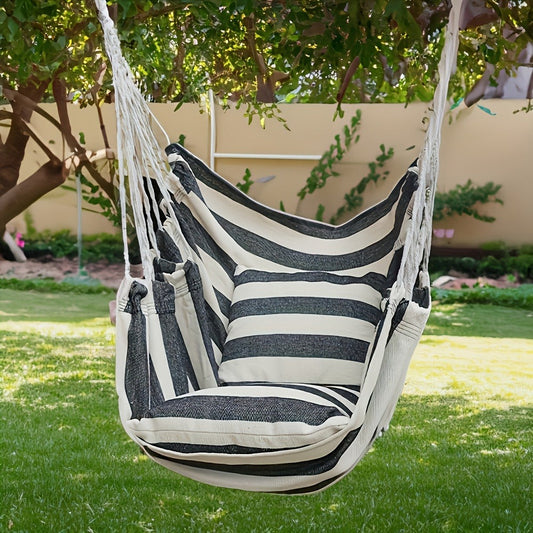 Hammock, 3-Piece Outdoor Canvas Set with 2 Pillows Single Hammock No Bracket Needed Space shown in the main product view