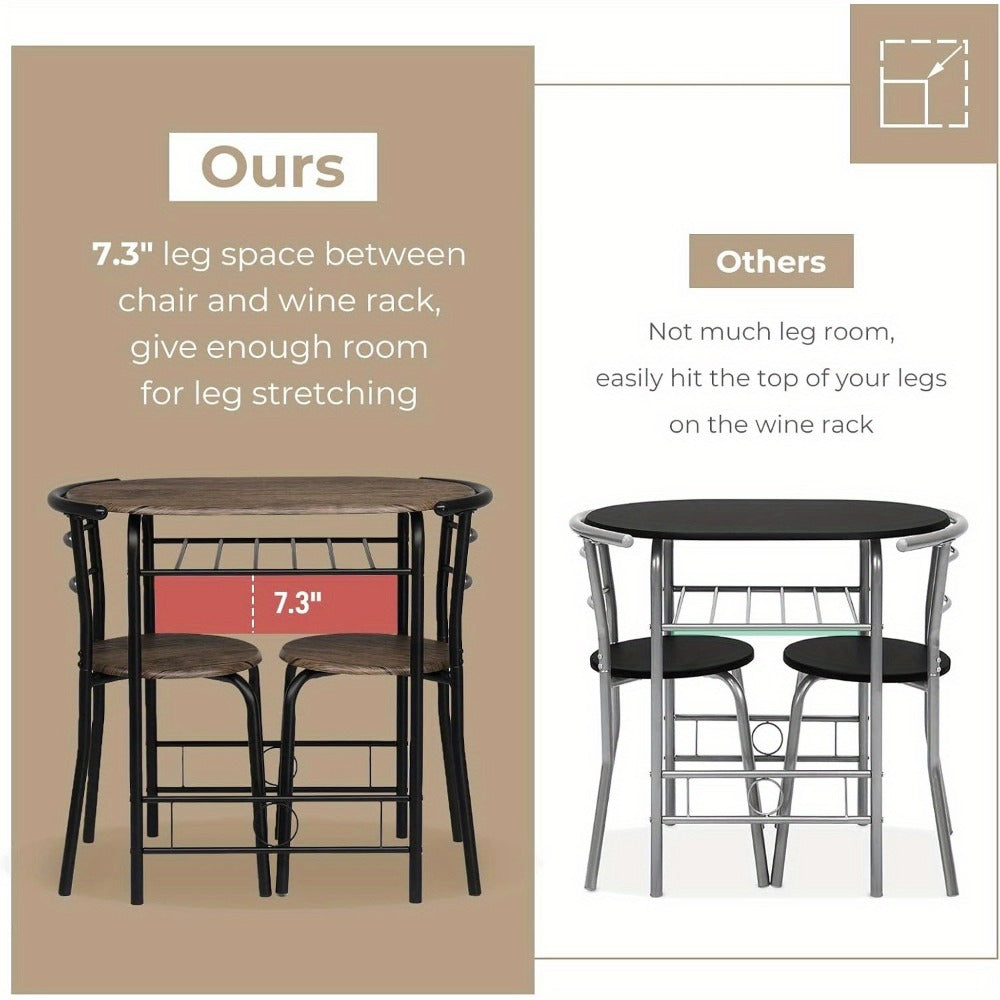 3-Piece Metal Dining Table Set with Two Chairs Included for Kitchen detail image - detail view 12