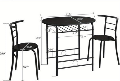 3-Piece Metal Dining Table Set with Two Chairs Included for Kitchen detail image - detail view 20