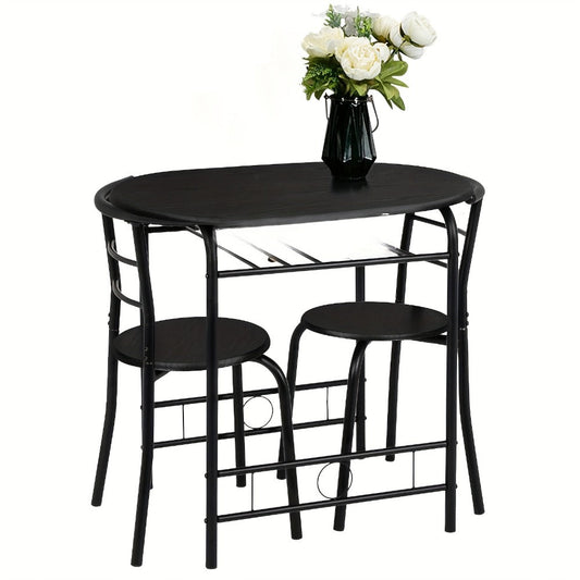 3-Piece Metal Dining Table Set with Two Chairs Included for Kitchen detail image