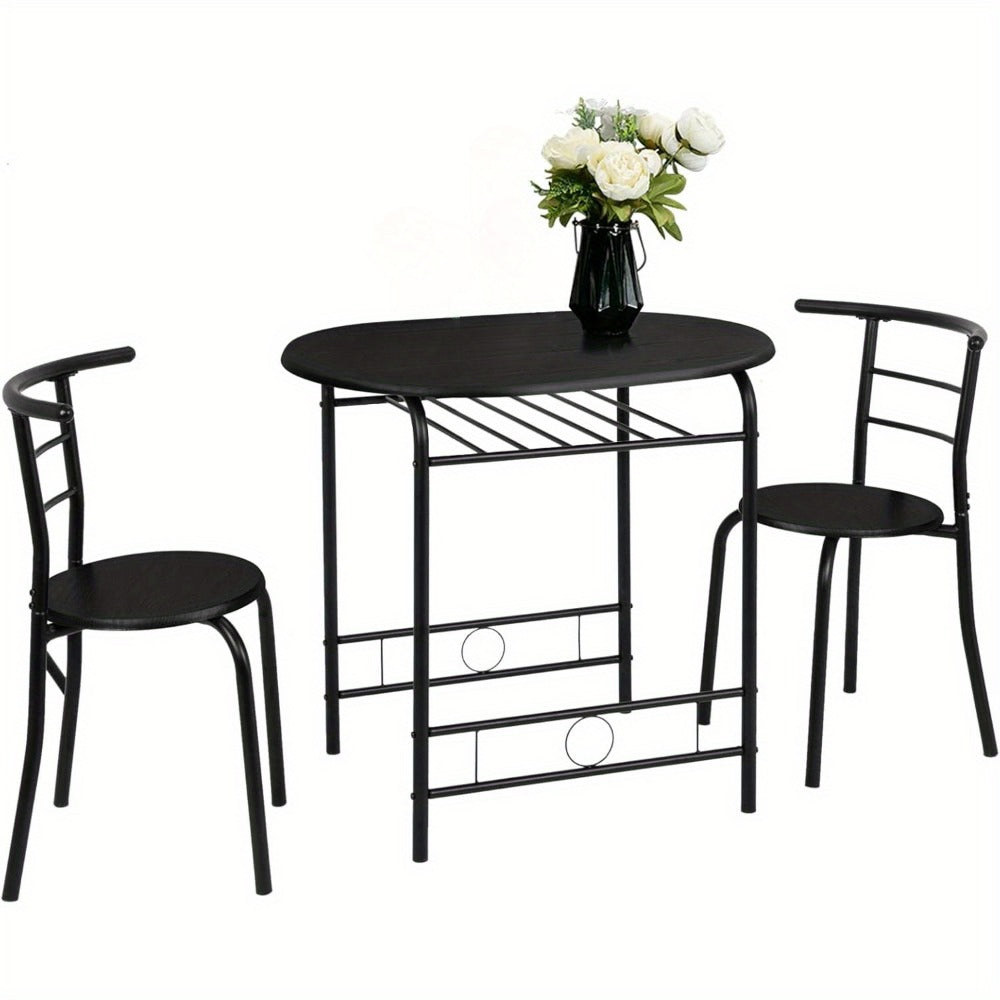 3-Piece Metal Dining Table Set with Two Chairs Included for Kitchen detail image - detail view 3
