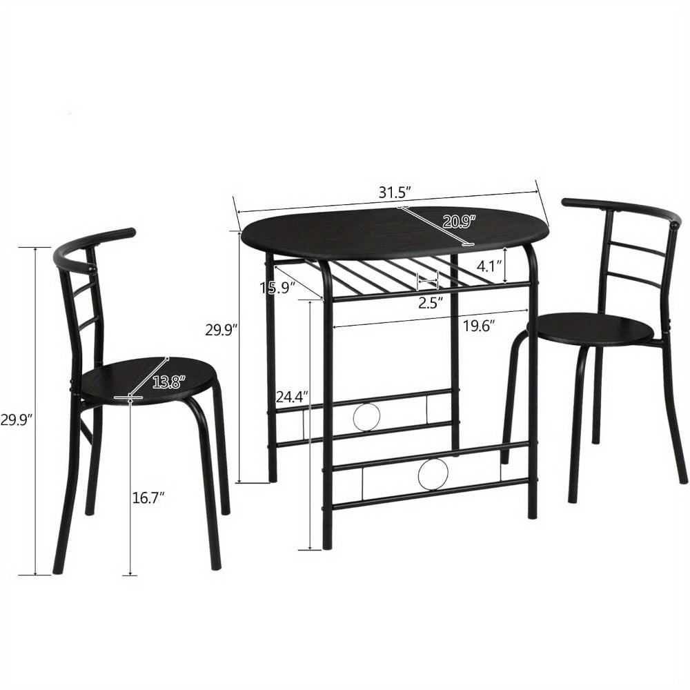 3-Piece Metal Dining Table Set with Two Chairs Included for Kitchen detail image - detail view 6