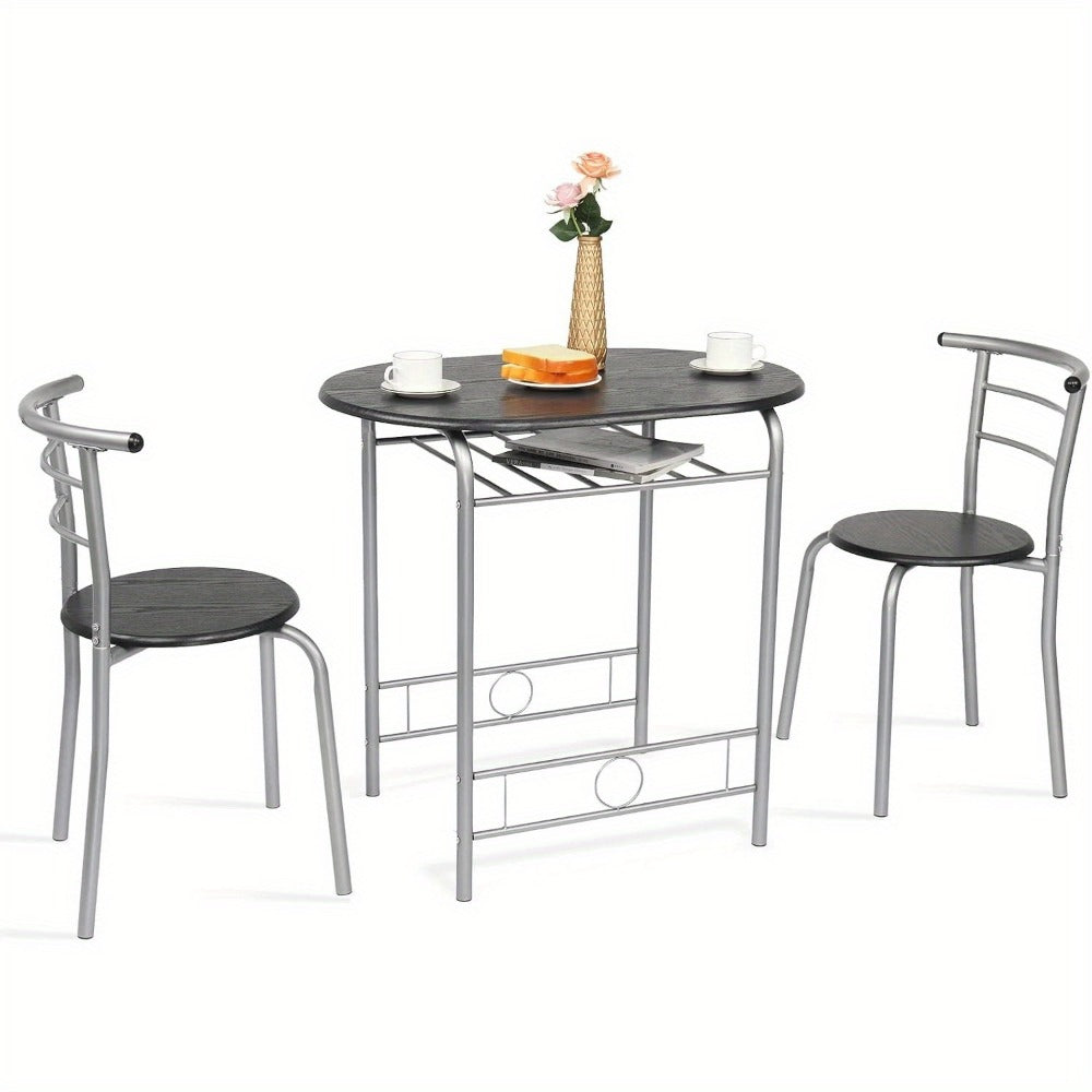 3-Piece Metal Dining Table Set with Two Chairs Included for Kitchen detail image - detail view 7