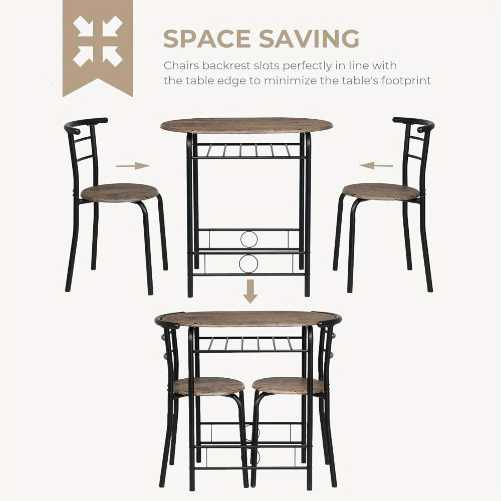 3-Piece Metal Dining Table Set with Two Chairs Included for Kitchen detail image - detail view 8