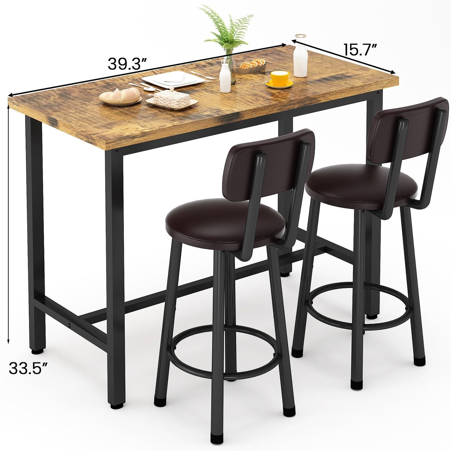 3-Piece Pub Dining Sets And Bar Table Sets for Kitchen and Living Room detail image - detail view 12