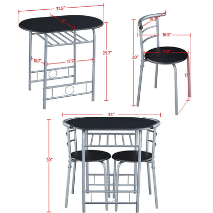 3-Piece Round Dining Table Set with Two Chairs Included and Waterproof Protection detail image
