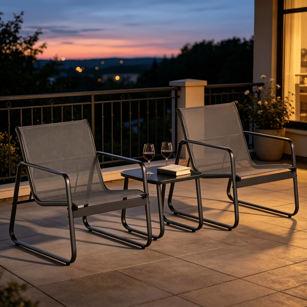 3-Piece Set Metal Patio Furniture Set with Two Chairs Included detail image