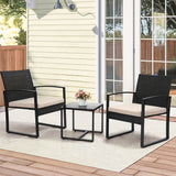 Black Rattan Beige Mat