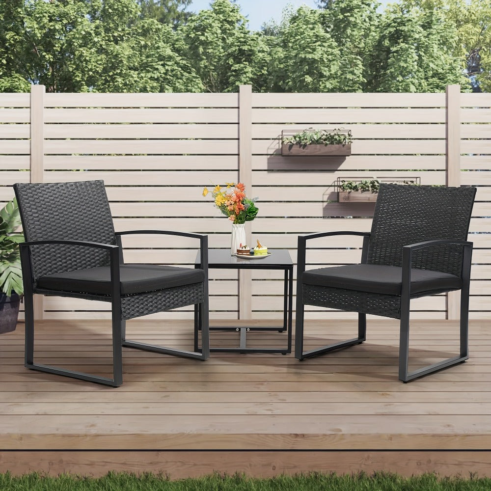 3-Piece Wicker Outdoor Bistro Set with Waterproof Protection for Patio detail image - detail view 5