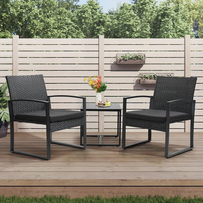 3-Piece Wicker Outdoor Bistro Set with Waterproof Protection for Patio detail image - detail view 5