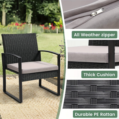 3-Piece Wicker Outdoor Bistro Set with Waterproof Protection for Patio detail image - detail view 6