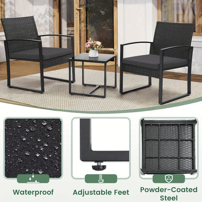 3-Piece Wicker Outdoor Bistro Set with Waterproof Protection for Patio detail image - detail view 7