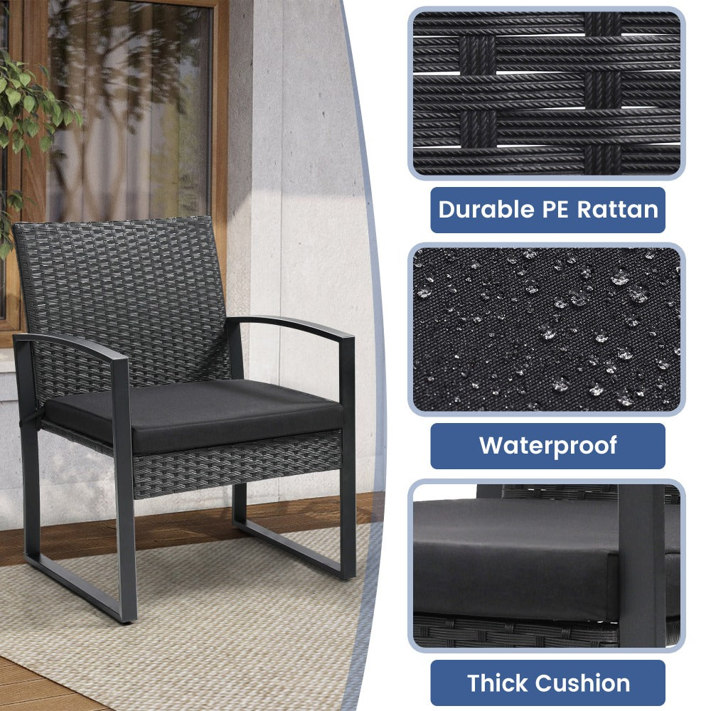 3-Piece Wicker Patio Bistro Set with Waterproof Protection and Two Chairs Included detail image - detail view 14