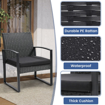 3-Piece Wicker Patio Bistro Set with Waterproof Protection and Two Chairs Included detail image - detail view 22