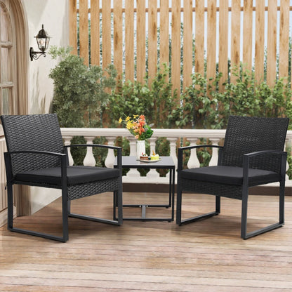 3-Piece Wicker Patio Bistro Set with Waterproof Protection and Two Chairs Included detail image - detail view 6