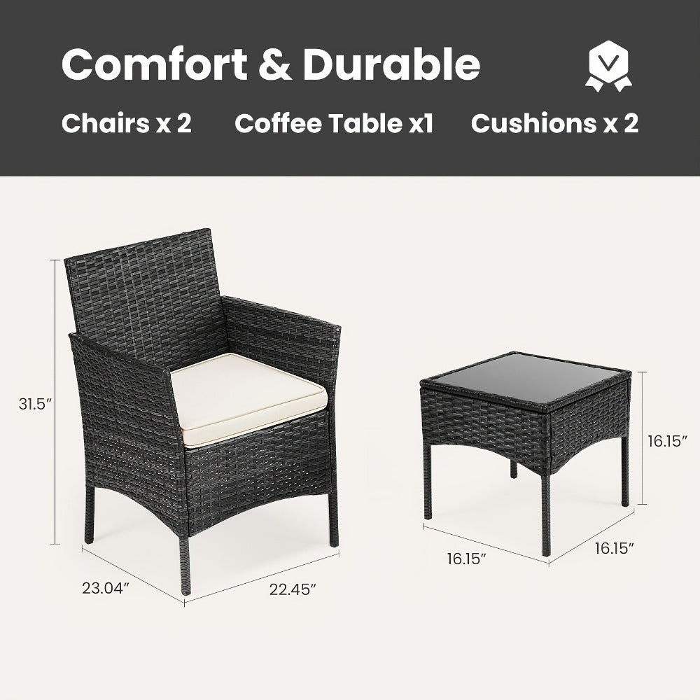3-Piece Wicker Patio Furniture Set with Two Chairs Included and Multiple Color Options detail image - detail view 8
